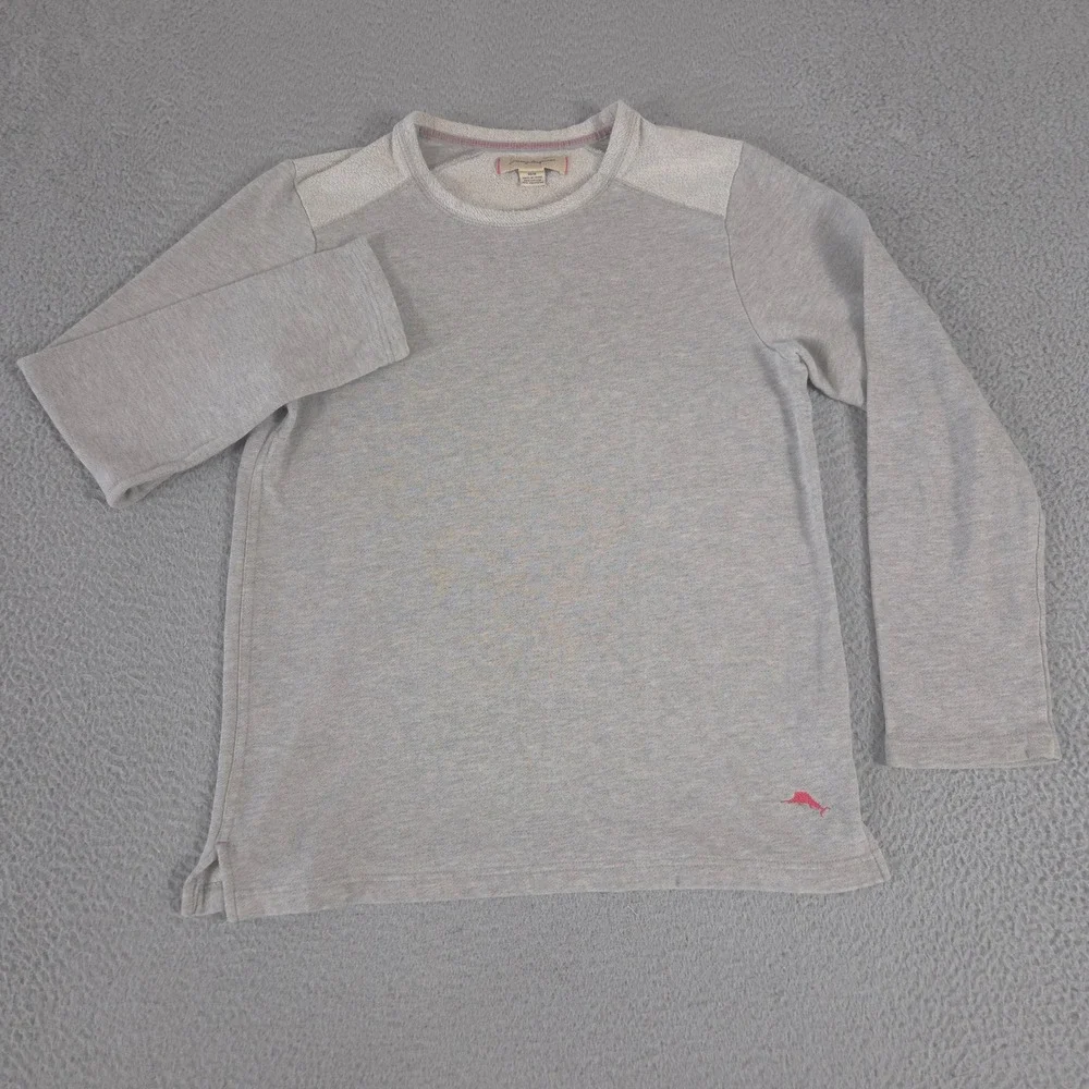 LOT OF 2 Tommy Bahama Pullover Mens M Gray Cotton Rayon Textured Knit Crewneck